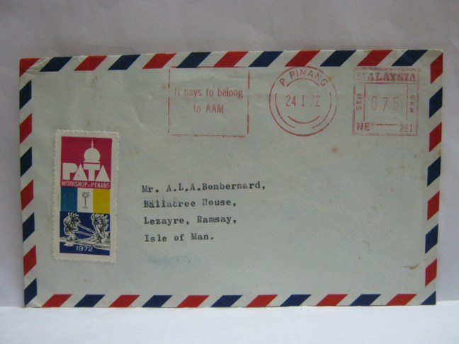 1972 Penang PATA Workshop Label