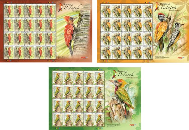 Woodpecker stamps sheetlets