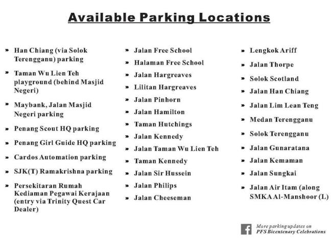 list-of-parking-locations-for-the-bicentenary-dinner